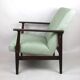 Fauteuil vert clair vintage années 1970