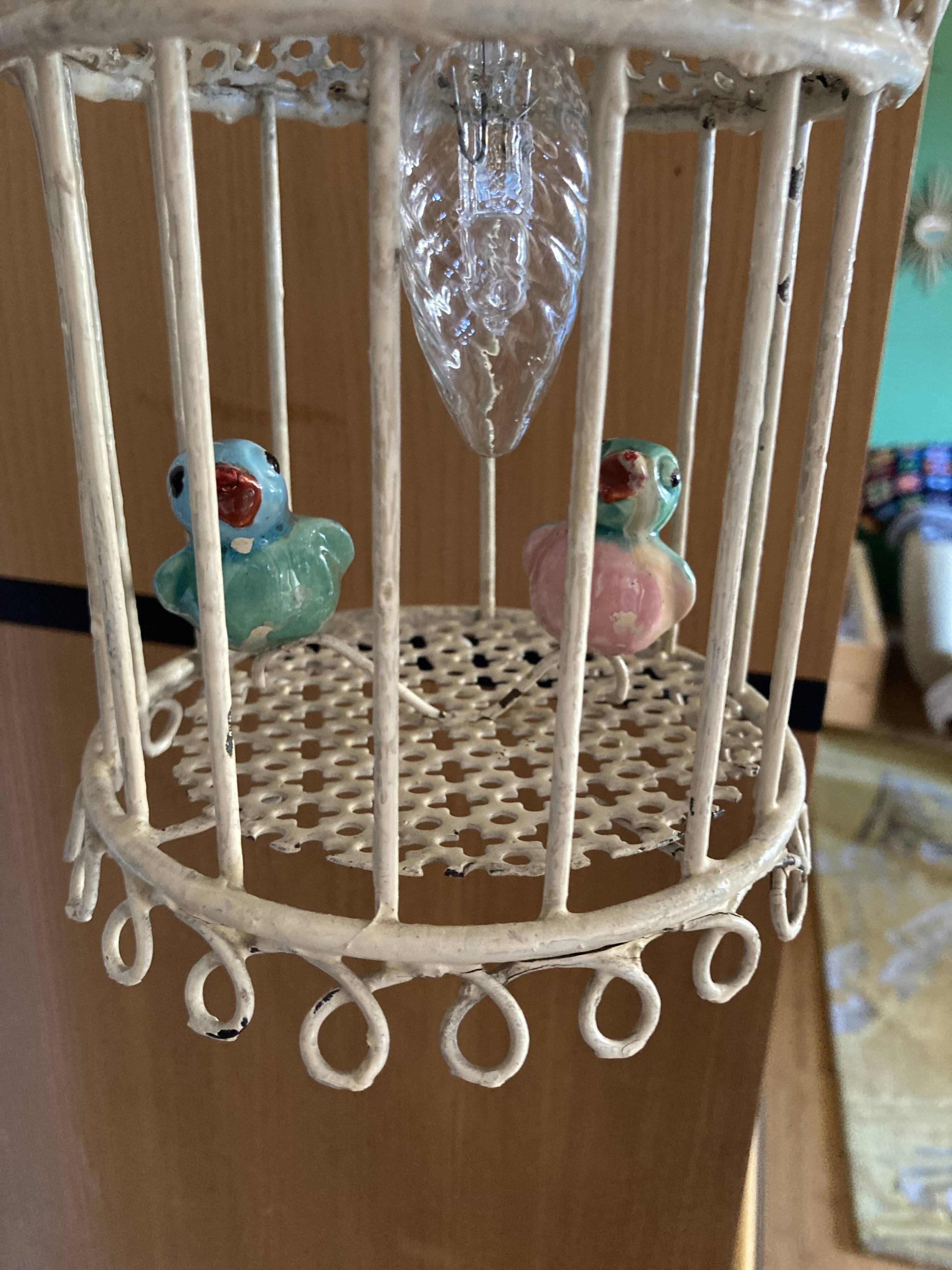Bird cage lamp in vintage ceramics 50 years