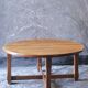 round coffee table in solid wood brutalist design bohemian decor