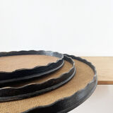 Set of 3 large vintage patinated wooden trays