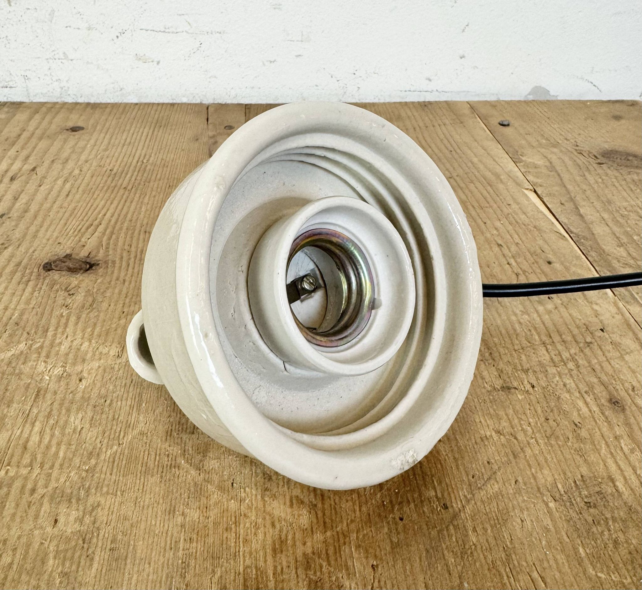 Vintage white porcelain pendant light, 1970s