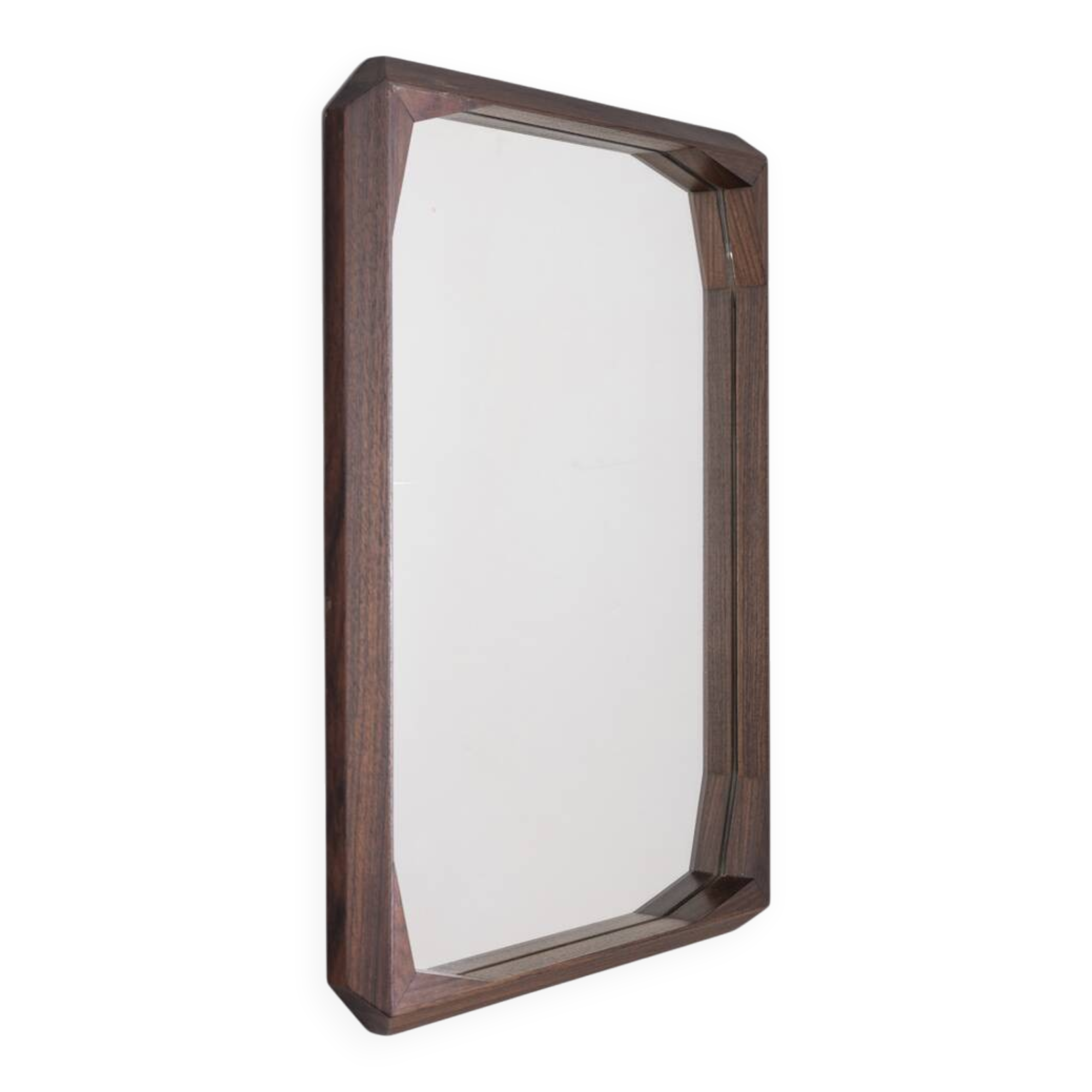 VINTAGE 1960S WALL MIRROR IN WALNUT WOOD DESIGNED BY DINO CAVALLI