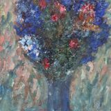 Huile sur toile suédoise – « Vase bleu » par Lennart Andersson