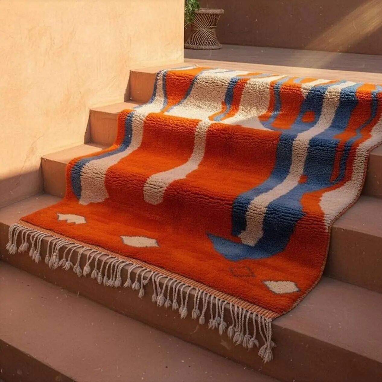 Tapis tissé à la main 200x300 cm, laine, multicolore, Maroc