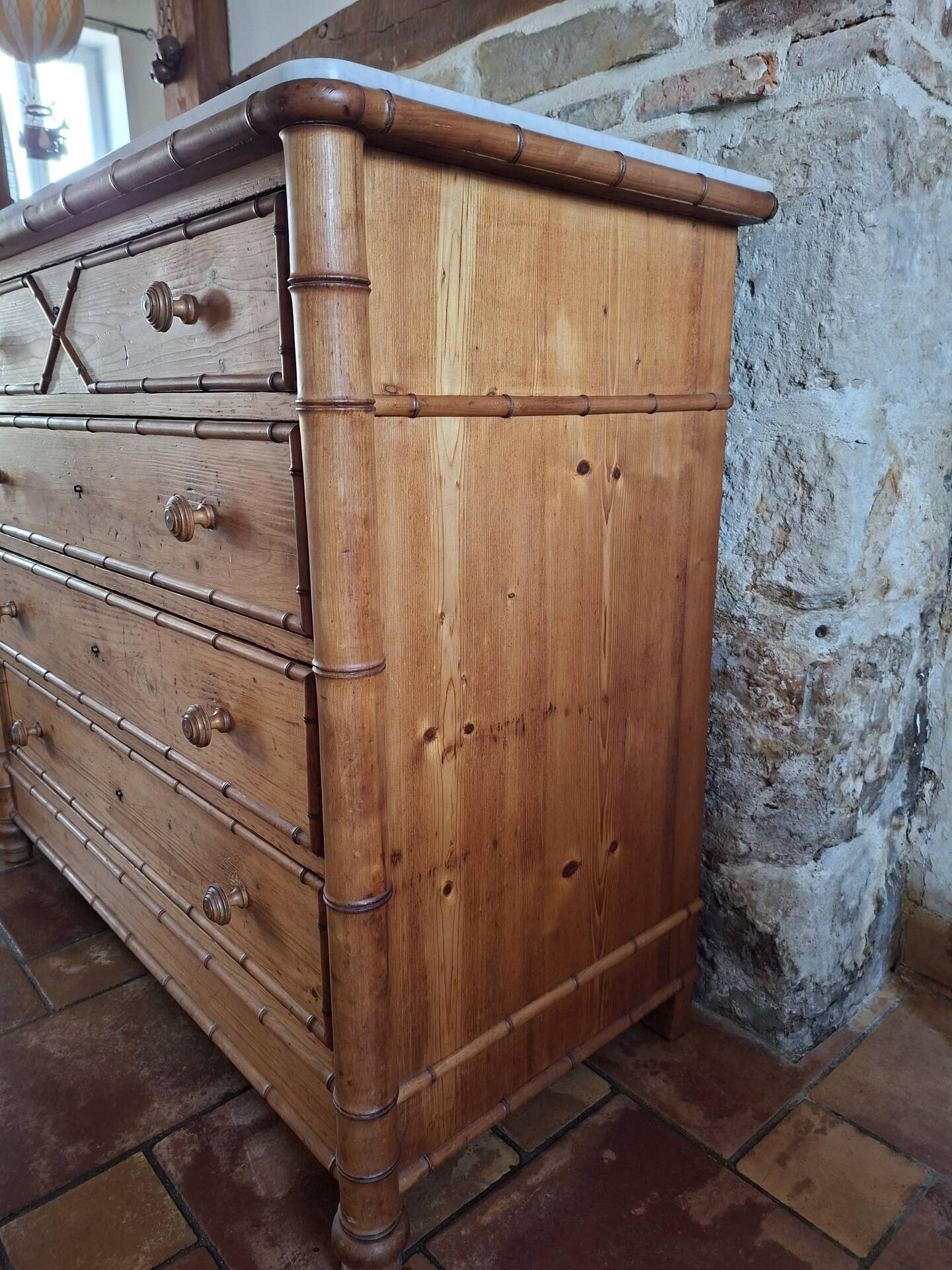 1920 faux bamboo chest of drawers