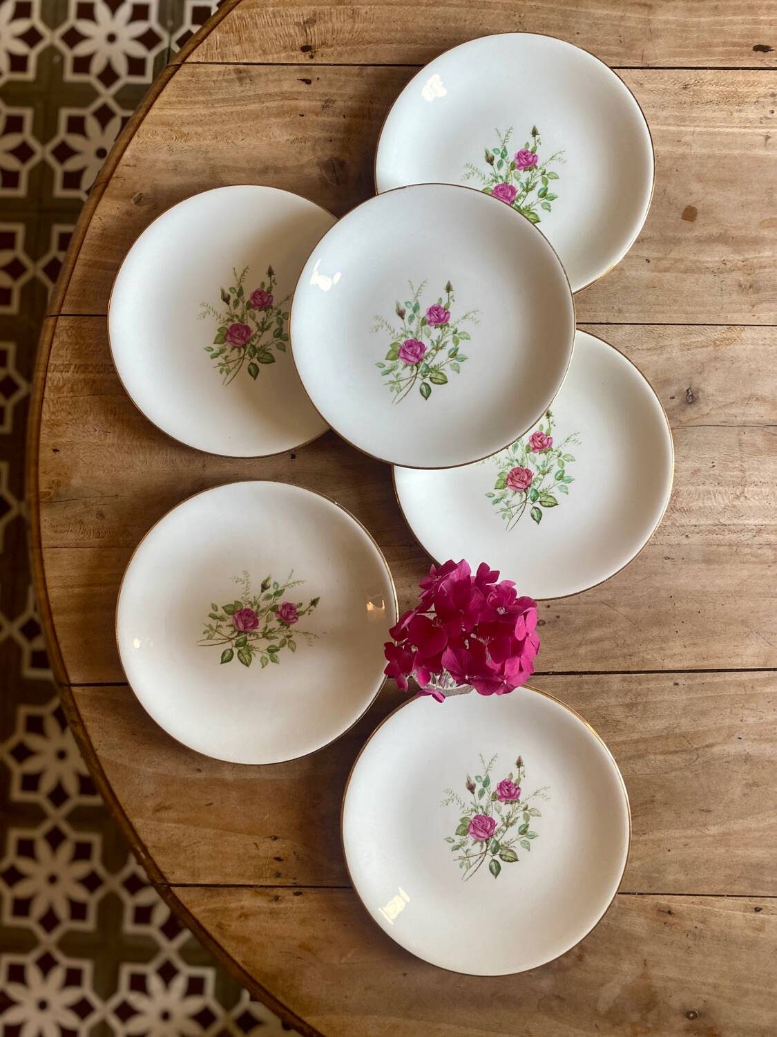 Set of 6 vintage soup plates - Pompadour model by Gien