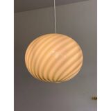 Contemporary Italian Green and White Oval Pendant in Murano Glass