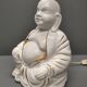 Seated Buddha lamp base ~ glazed and gold white ceramic ~ 80s