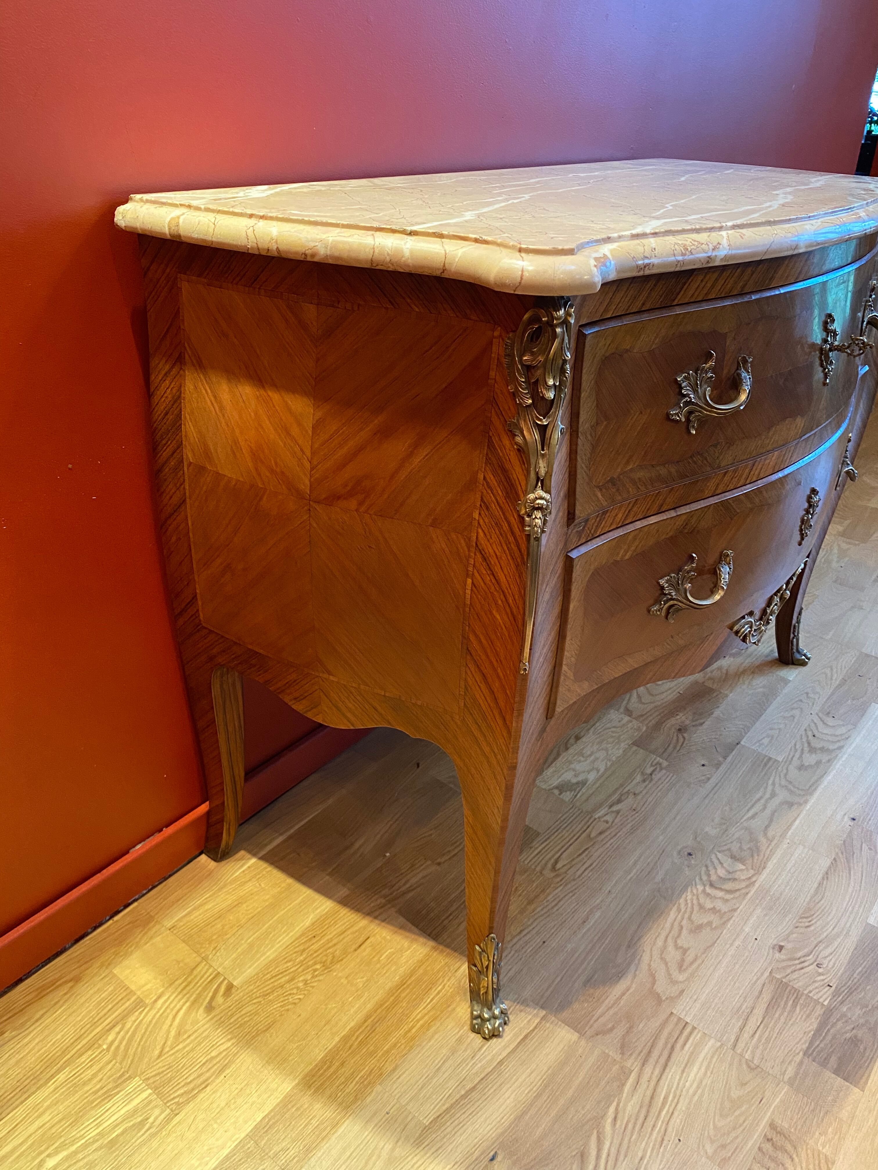 Louis XV style chest of drawers inlaid rosewood