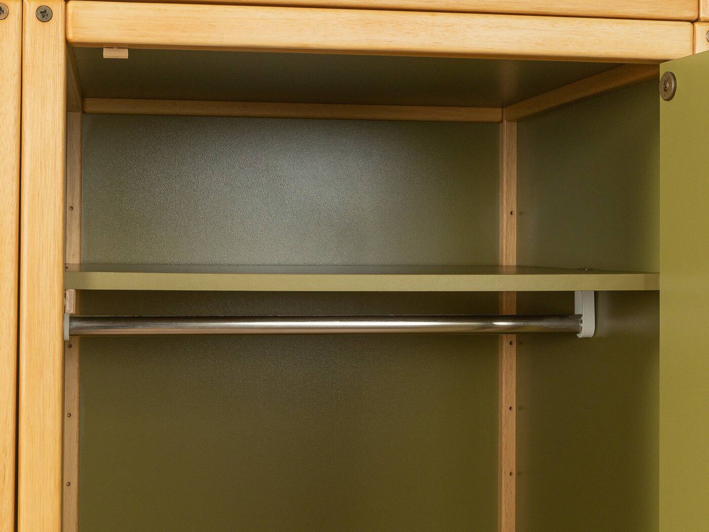 Système d'armoires Flötotto, années 1970, vert, hêtre, 4 pièces