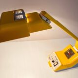 Yellow desk lamp with clock Polam Pułtusk, lata 80.