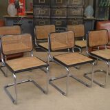 Set of 6 model b32 cesca marcel breuer chairs, italy 1970s
