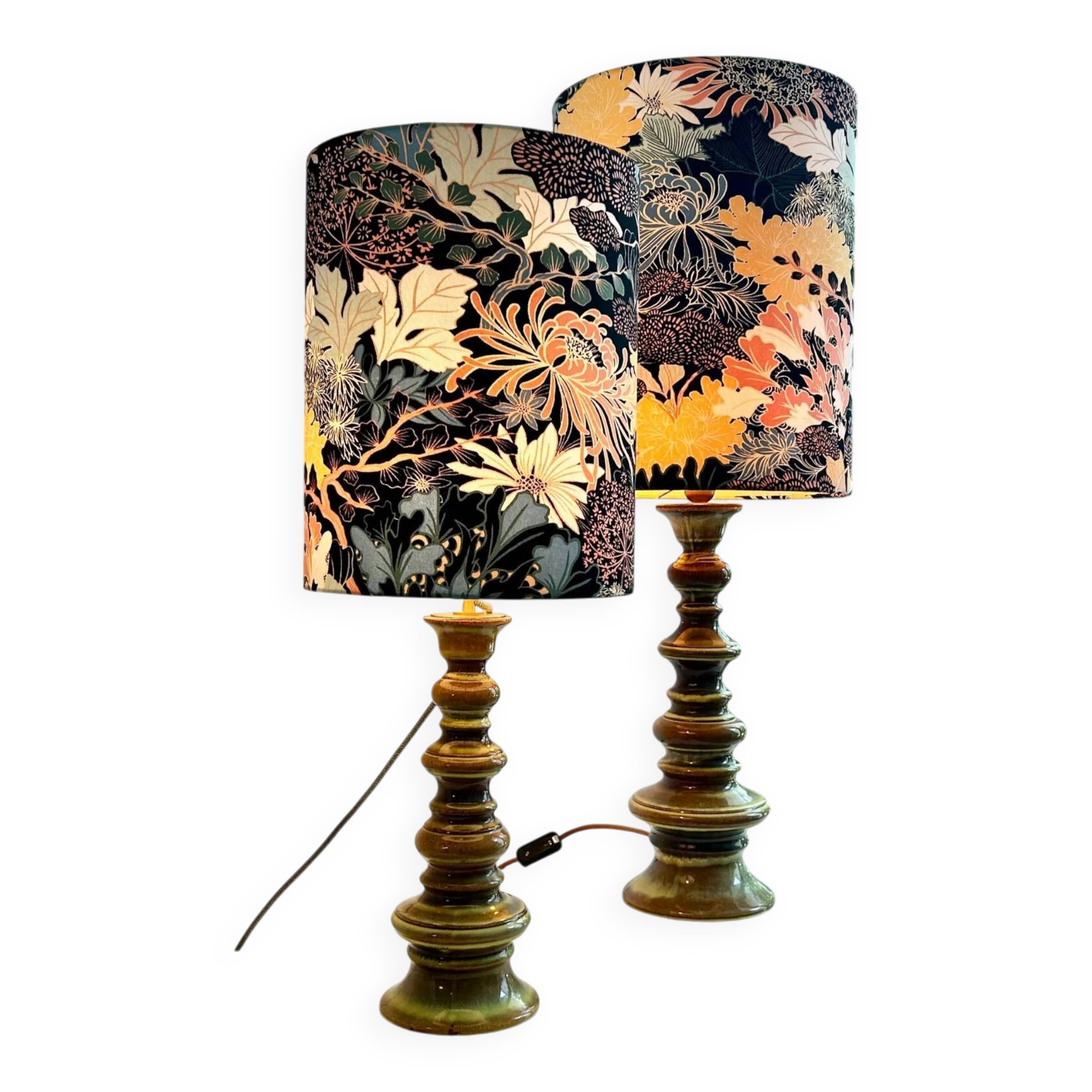 Lampe Fat Lava en forme de pagode Space Age avec glaçure verte dégradée