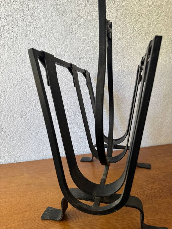 Porte-revues brutaliste en fer forgé, années 50