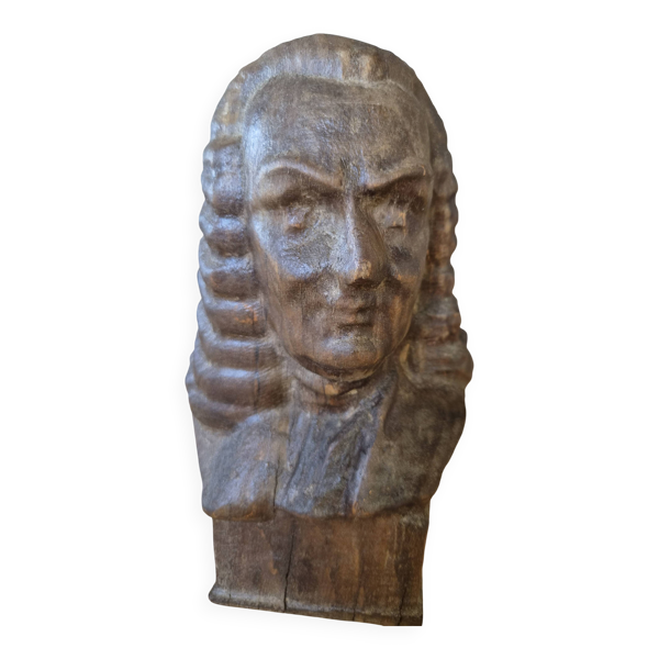 Buste de J.S Bach sculpté en bois - statuette vintage — Beyit