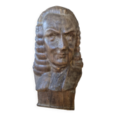 Bust of J.S. Bach carved in wood - vintage figurine
