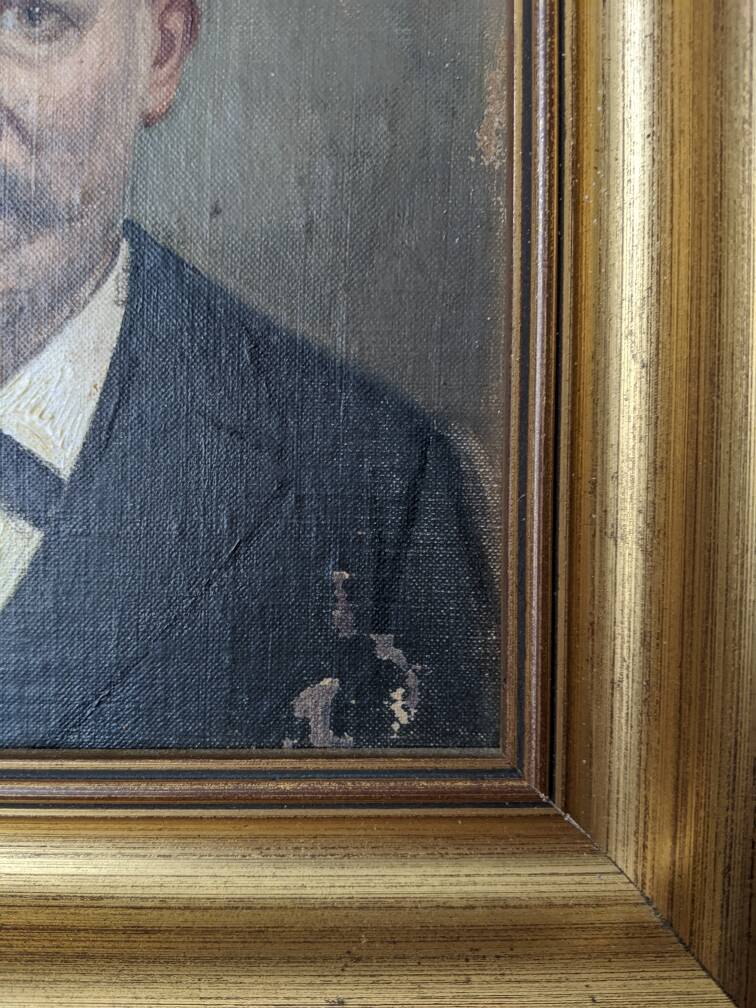 Oil on canvas old portrait gilded wooden frame country decoration