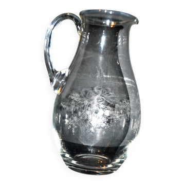 Pichet carafe ancien panier ruban Louis XVI gravure acide pantogravure