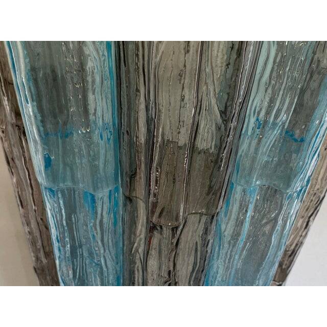 Set of 2 contemporary grey and light-blue "tronchi" murano glass wall sconce