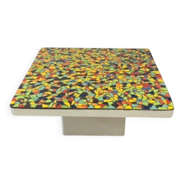 Table basse vintage en céramique colorée