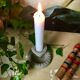 Candlestick time 19th bronze green gray