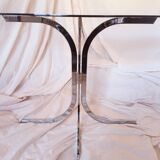 Vintage 1970s glass and chrome wall console