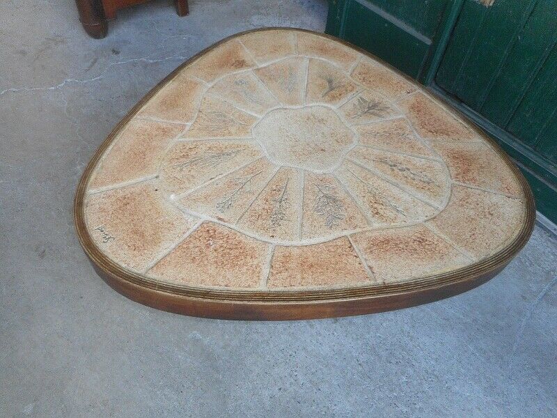 Coffee table signee Barrois faussile vintage