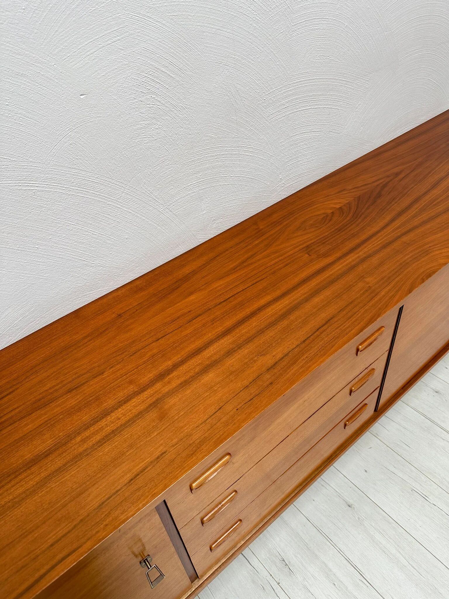 1960s extra large vintage minimalistic teak sideboard