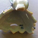 Old pair of candlesticks, earthenware, décor Rouen