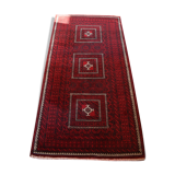Old carpet handmade red hand 244x126cm