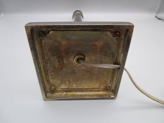 Old lamp base in silvered bronze, column shape