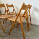 Lot 6 folding wooden chairs and vintage rattan canning year 60