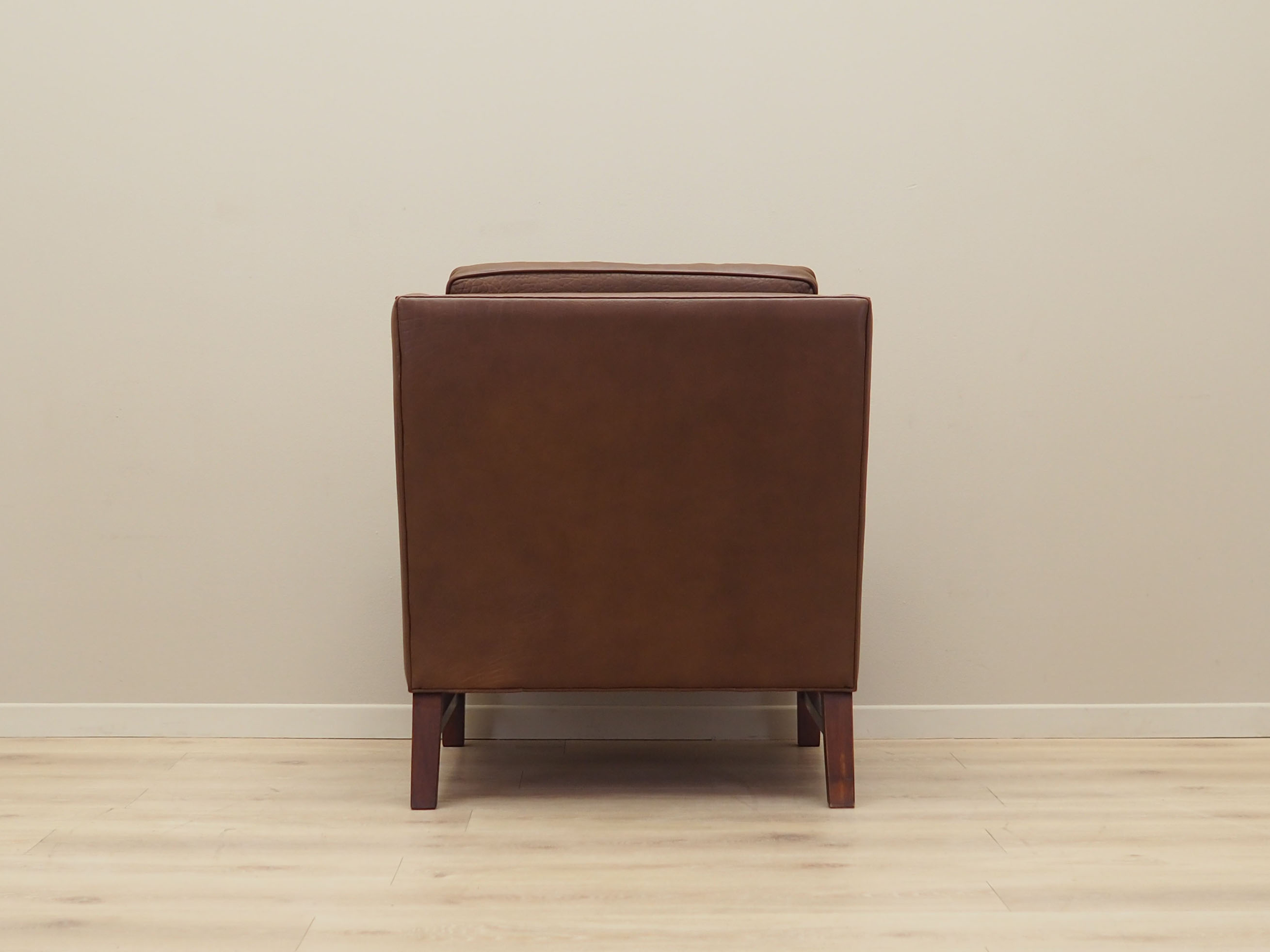 Brown leather armchair, Danish design, 1960s, production: Denmark