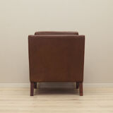 Brown leather armchair, Danish design, 1960s, production: Denmark