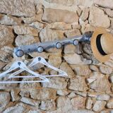 Vintage coat rack with 6 hooks, zinc gray