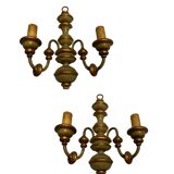 Italian Wooden Sconces, 1970s, Set of 2