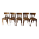 ensemble de 6 chaises bistrot en bois courbé années 50