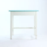 Table de ferme en bois blanc et turquoise tchécoslovaque, années 1950