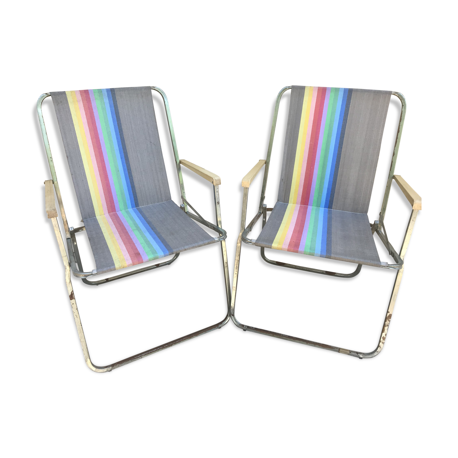 Pair of Lerolin armchairs 70s Rainbow