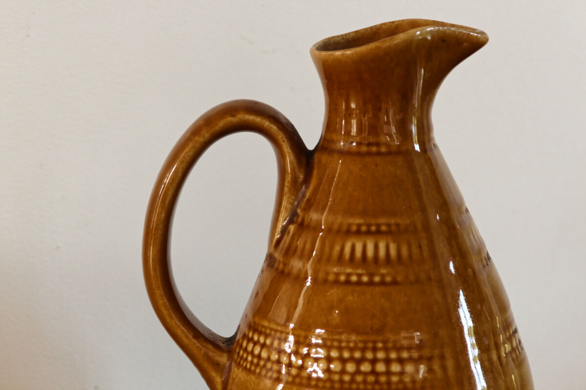 Digoin pitcher, mustard yellow