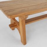 Table à manger brutaliste du milieu du siècle en chêne massif, France ca. 1960