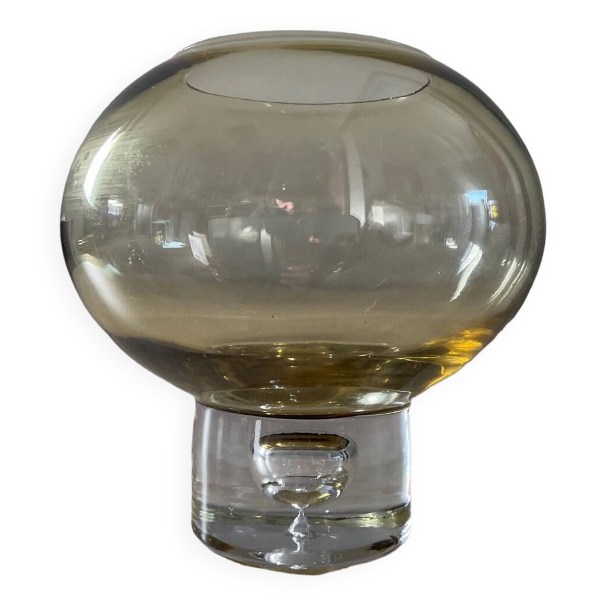 Vintage Krosno amber glass hanging bubble vase