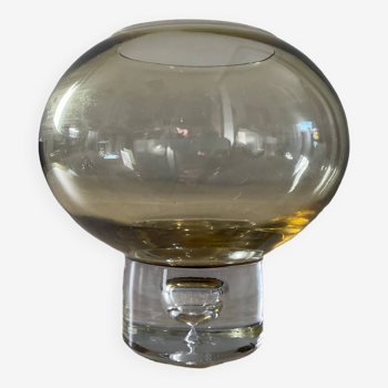 Vintage Krosno amber glass hanging bubble vase