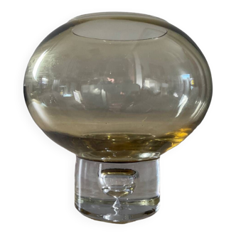 Vintage Krosno amber glass hanging bubble vase