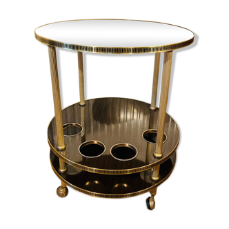 Trolley vintage round bar in brass and formica
