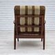 1970s, Danish armchair, teak wood, furniture wool fabric.