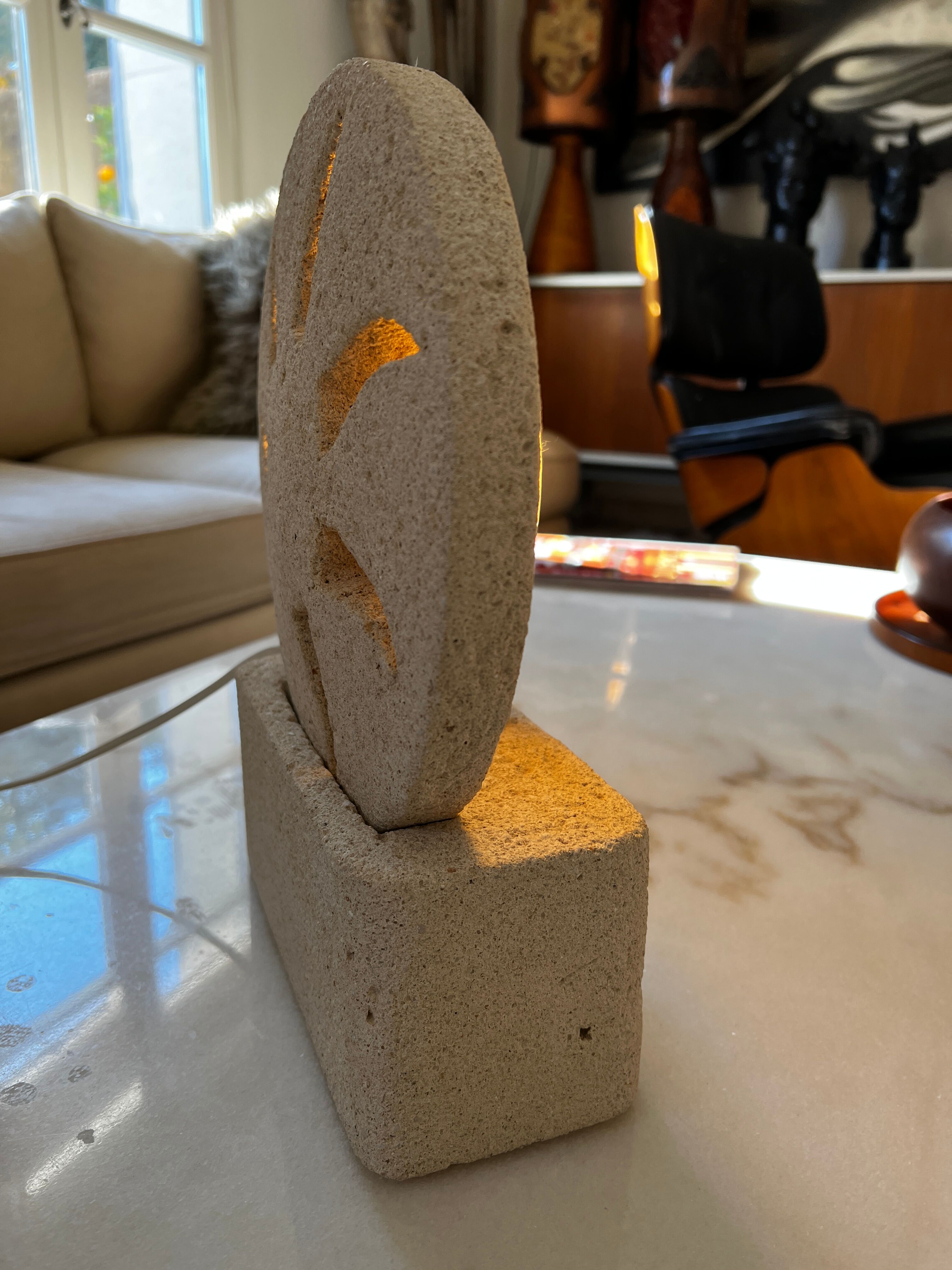 Lamp in stone of the Gard carved 1970