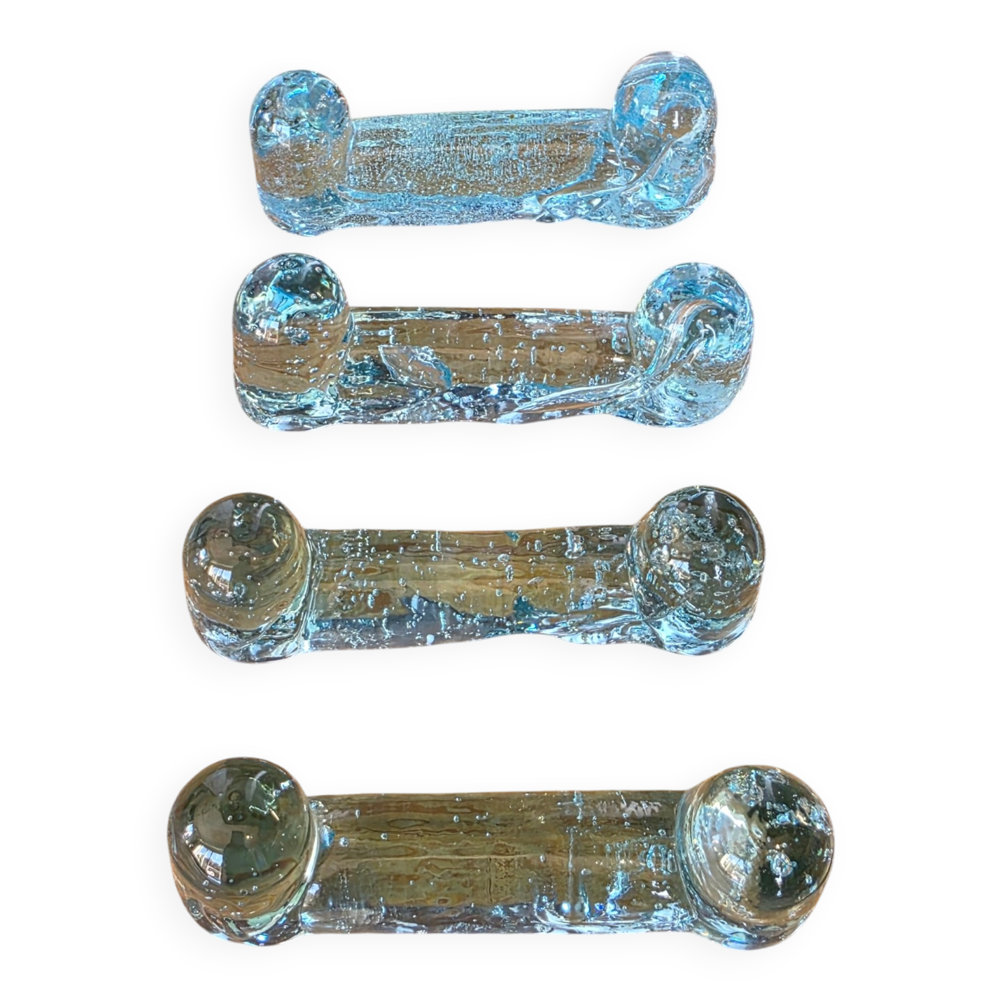 Set of 4 handcrafted glass knife rests - Biot