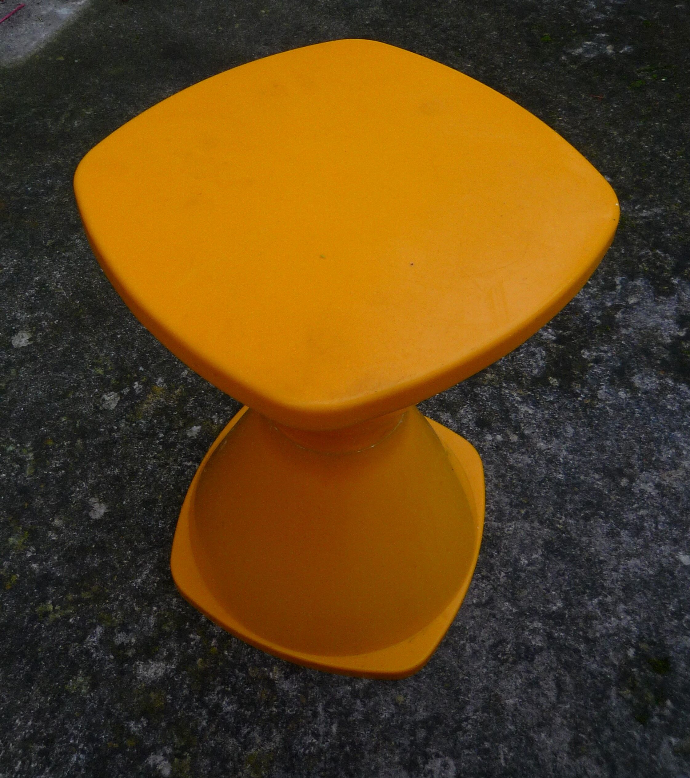 Yellow stool Tam Tam style, vintage 70s