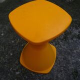 Yellow stool Tam Tam style, vintage 70s